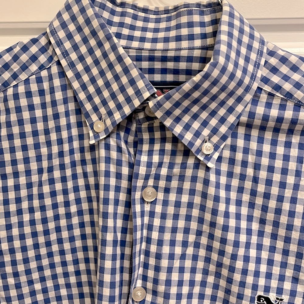 Vineyard Vines Slim Fit Whale Shirt size M Men's Blue Checkered Shirt